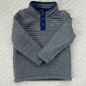 Vineyard Vines Kids Gray and Navy Quilted Pullover